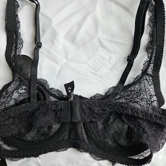 Rene Rofe Black Lace Balconette Bra with Underwire 34B - Picture 3 of 7
